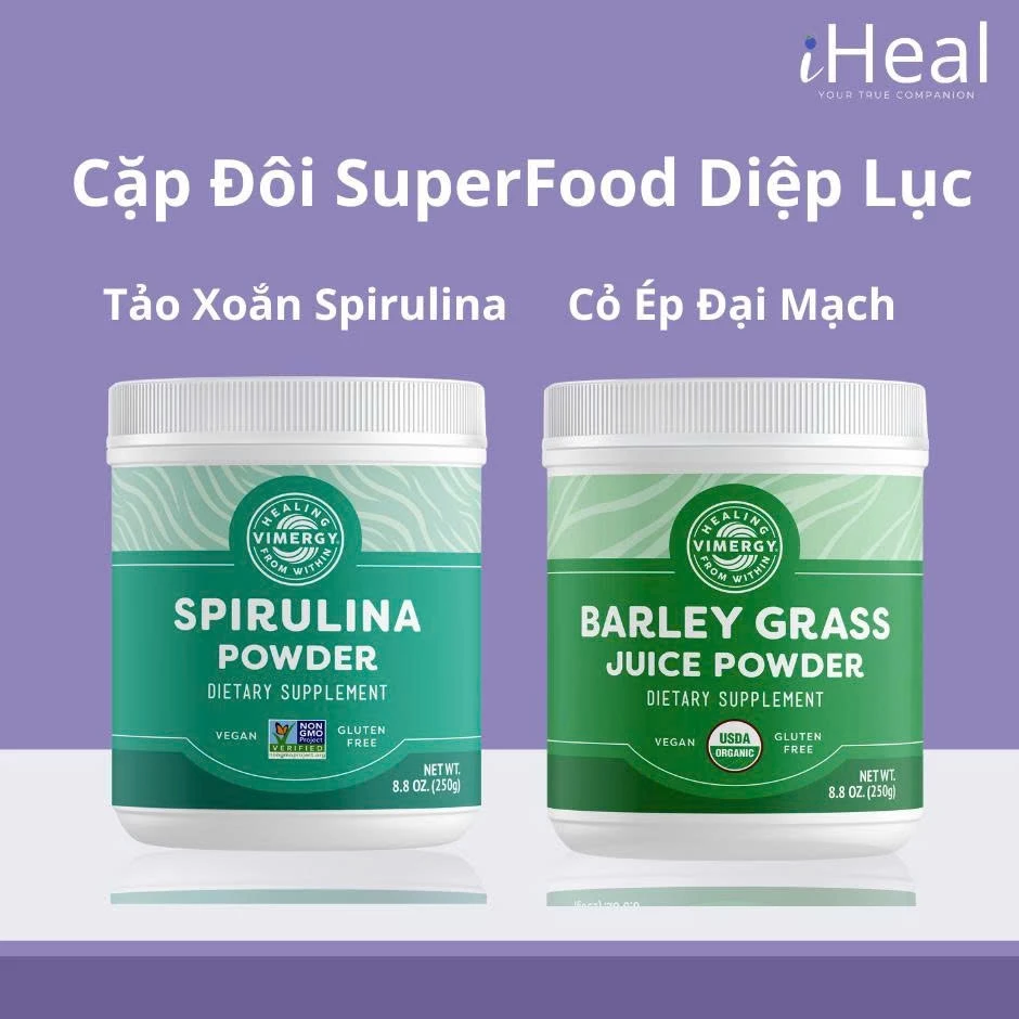 Cặp Đôi Bột Spirulina + Barley Grass Vimergy 250g